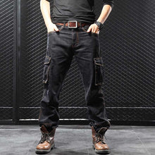 Load image into Gallery viewer, Big Pocket Denim Jeans Men Casual Cargo Pants Military Style Loose Baggy Cotton Trousers Plus Size Joggers Man Clothes