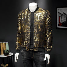 Load image into Gallery viewer, Luxury Black Gold Print Party Jacket Outfit Club Bar Coat Men Casaca Hombre 2020 Spring New Jacquard Bomber Jackets Men Clothes