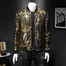 Load image into Gallery viewer, Luxury Black Gold Print Party Jacket Outfit Club Bar Coat Men Casaca Hombre 2020 Spring New Jacquard Bomber Jackets Men Clothes